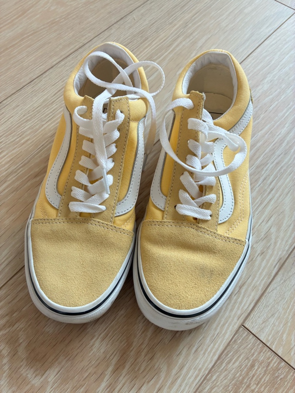 Vans Yellow Canvas Low-Top Sneakers with White Stripe
